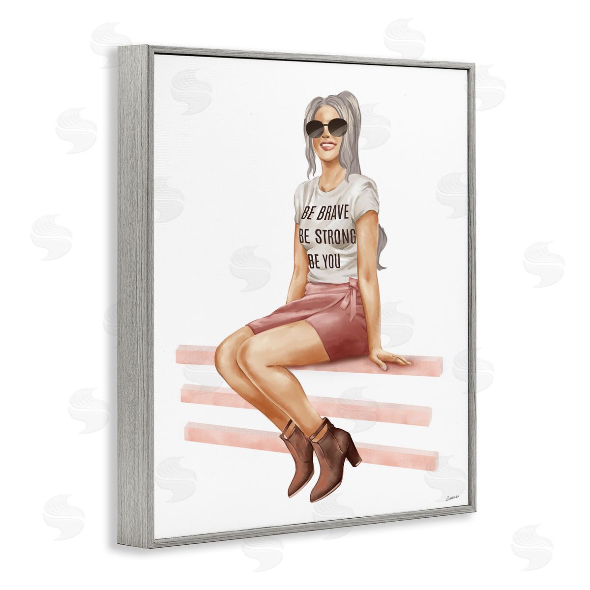 Ziwei Li Be You Inspirational Female Fashionista  Gray Framed Giclee Wall Art
