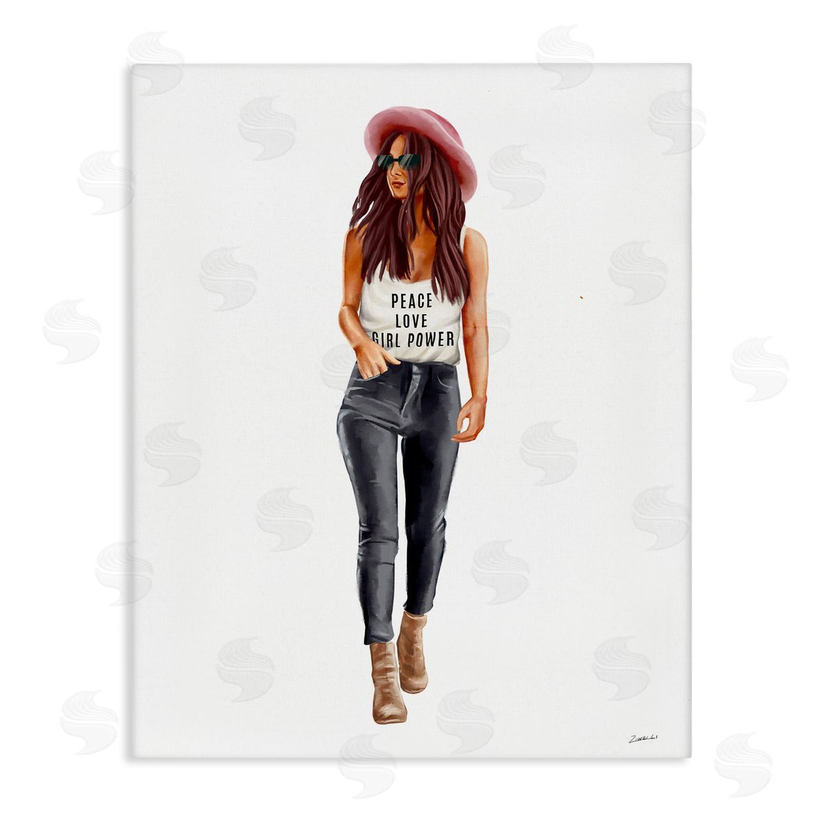 Ziwei Li Girl Power Fashionista Standing Pose Canvas Wall Art