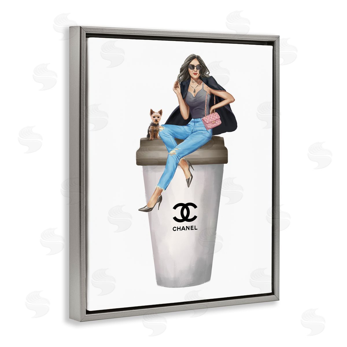 Ziwei Li Stylish Female Designer Glam Coffee  Gray Floater Frame Canvas Art