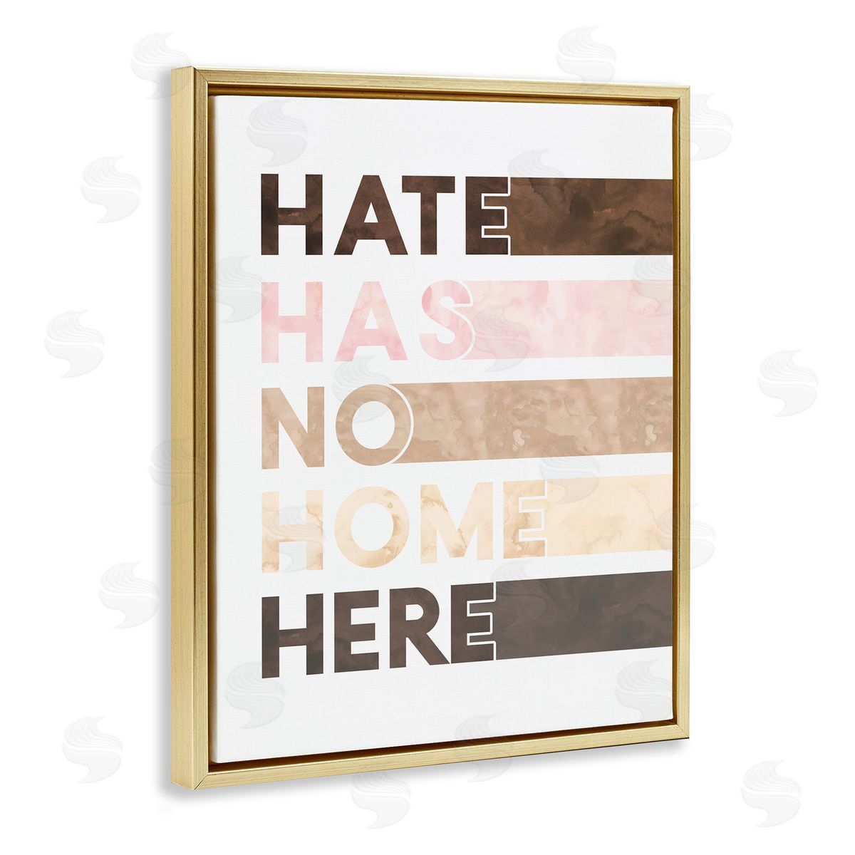 Erica Billups Hate Has No Home Inclusivity Quote Gold Floater Frame Canvas Art