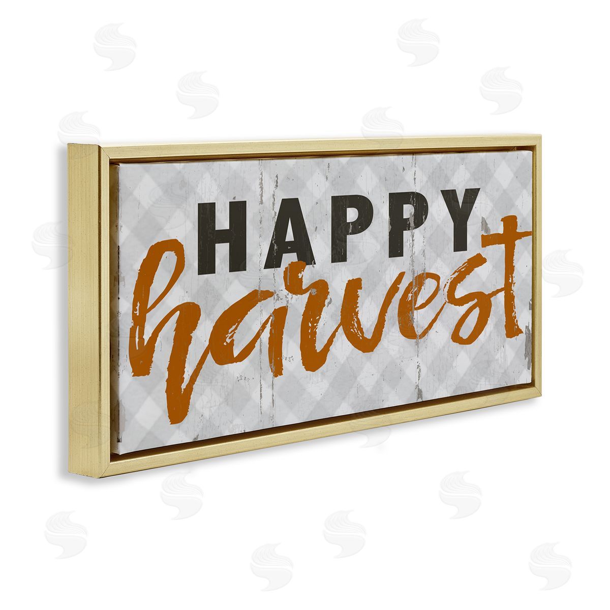 Jessica Mundo Happy Harvest Distressed Autumn Plaid Gold Floater Frame Canvas Art
