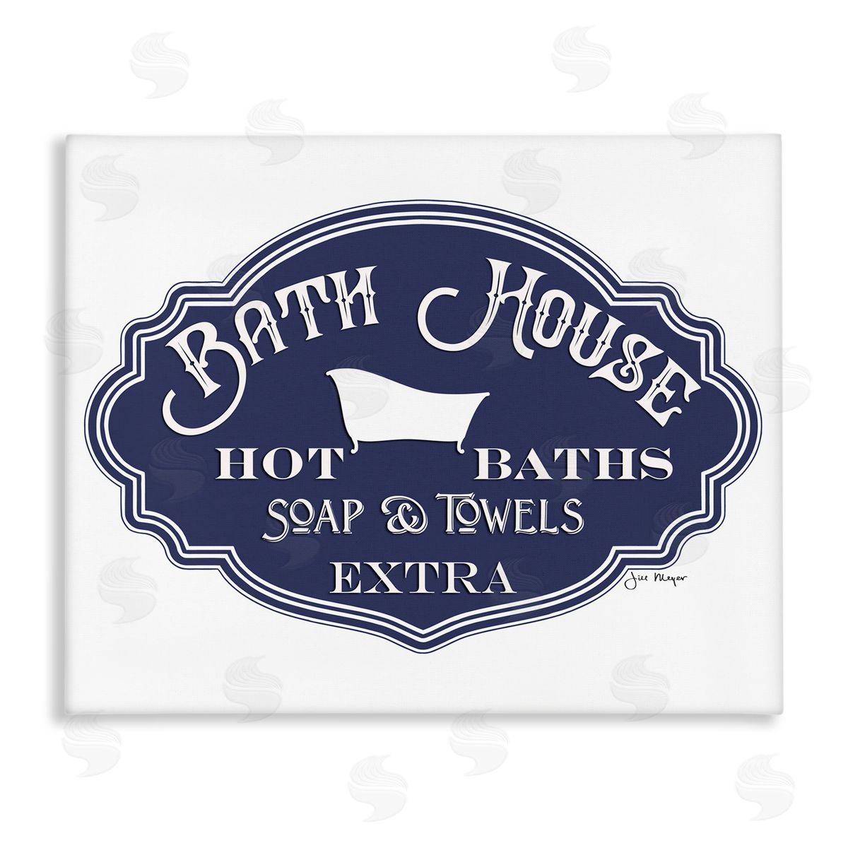Jill Meyer Vintage Bath House Sign Blue Canvas Wall Art