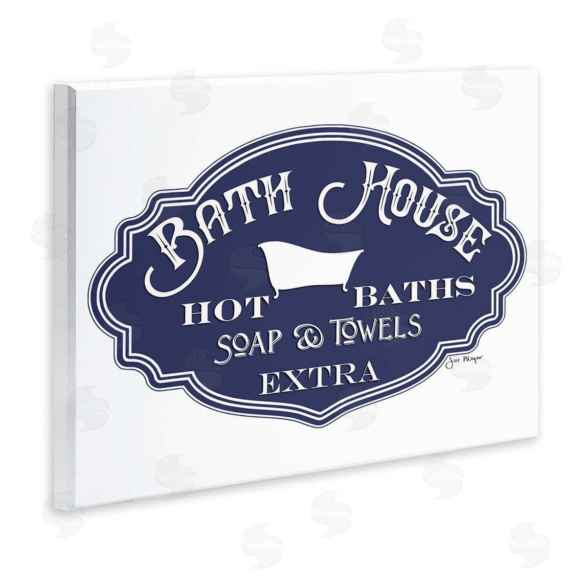 Jill Meyer Vintage Bath House Sign Blue Wall Plaque Art