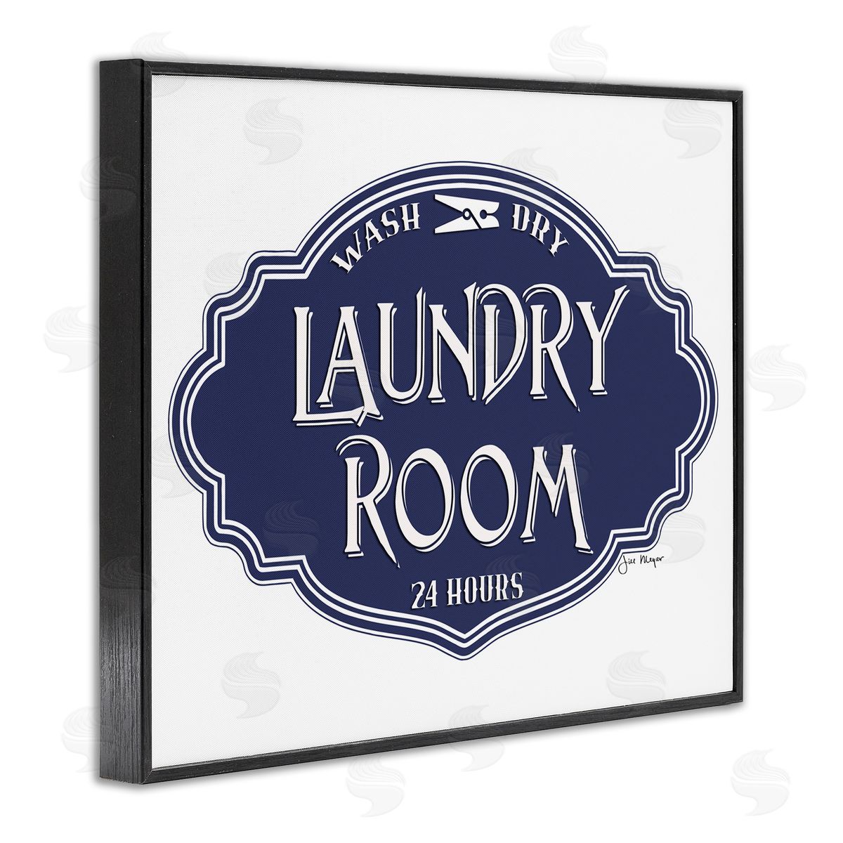 Jill Meyer Vintage Laundry Room Sign Blue Black Framed Giclee Wall Art
