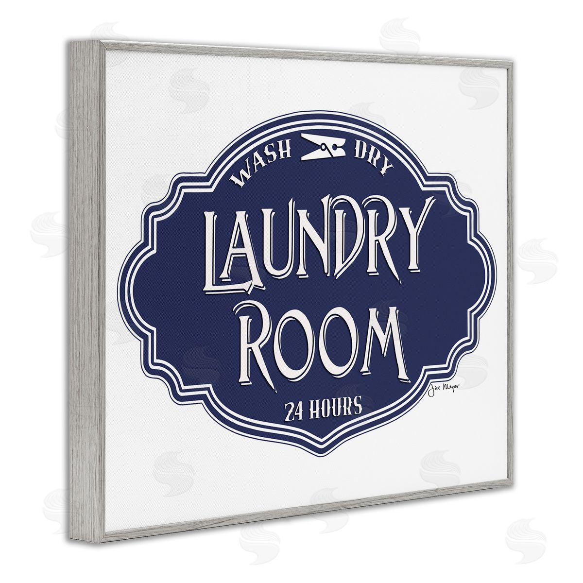 Jill Meyer Vintage Laundry Room Sign Blue Gray Framed Giclee Wall Art