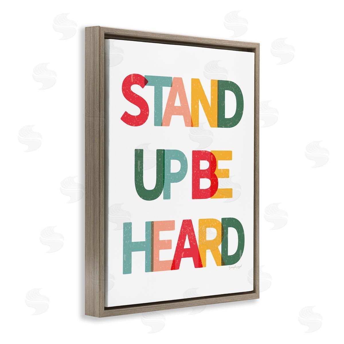 Jennifer Pugh Stand Up Be Heard Motivational Phrase Brown Floater Frame Canvas Art