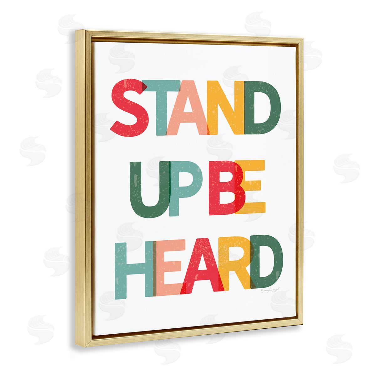 Jennifer Pugh Stand Up Be Heard Motivational Phrase Gold Floater Frame Canvas Art