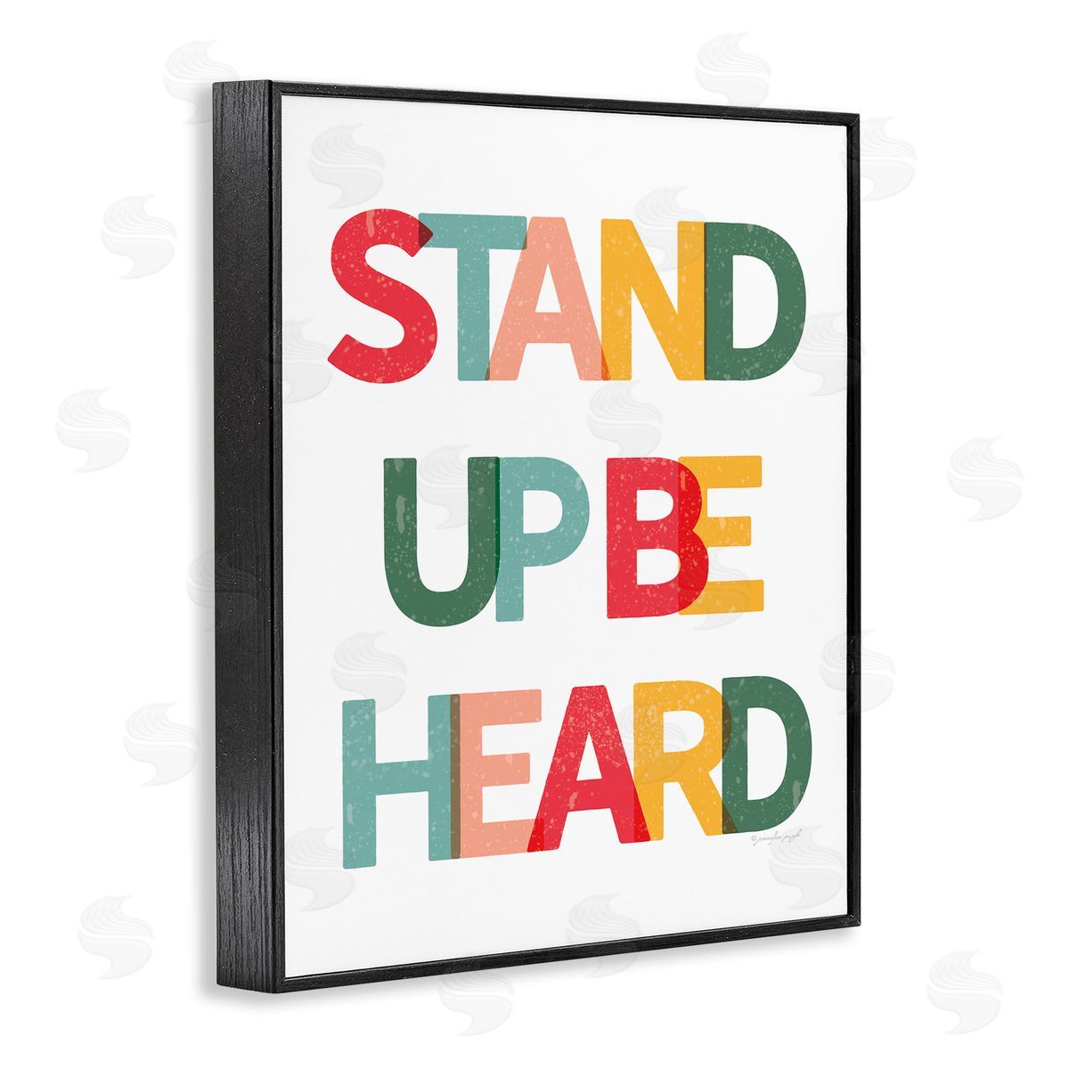 Jennifer Pugh Stand Up Be Heard Motivational Phrase Black Framed Giclee Wall Art