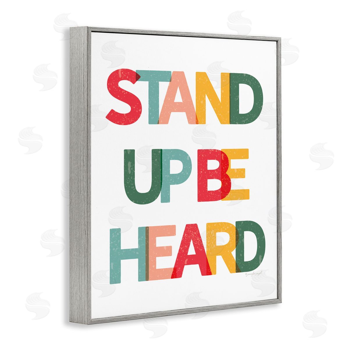 Jennifer Pugh Stand Up Be Heard Motivational Phrase Gray Framed Giclee Wall Art