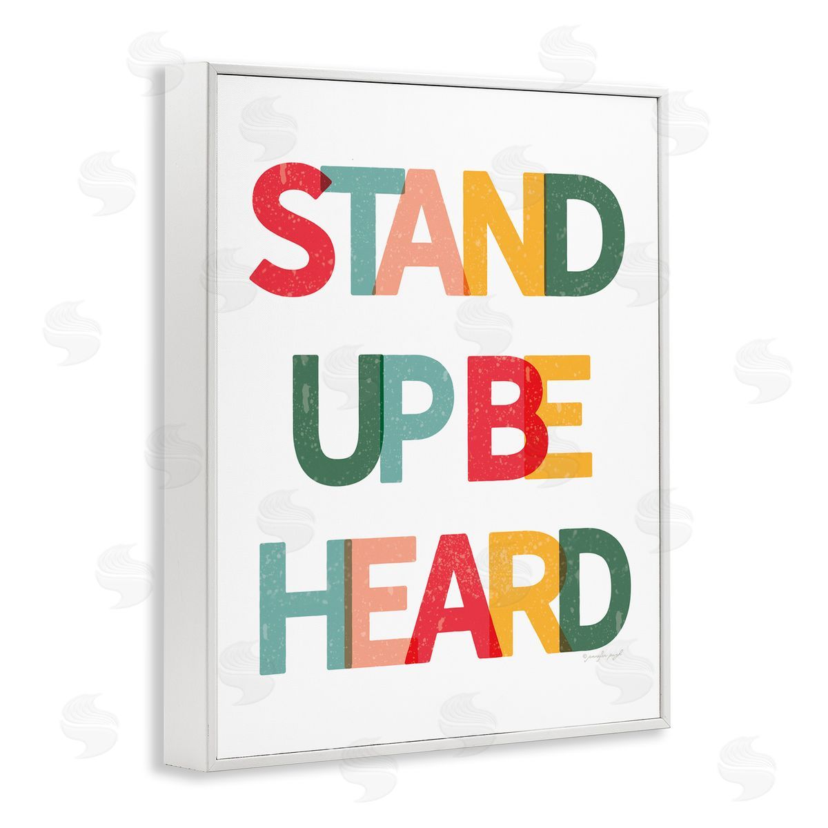 Jennifer Pugh Stand Up Be Heard Motivational Phrase White Framed Giclee Wall Art