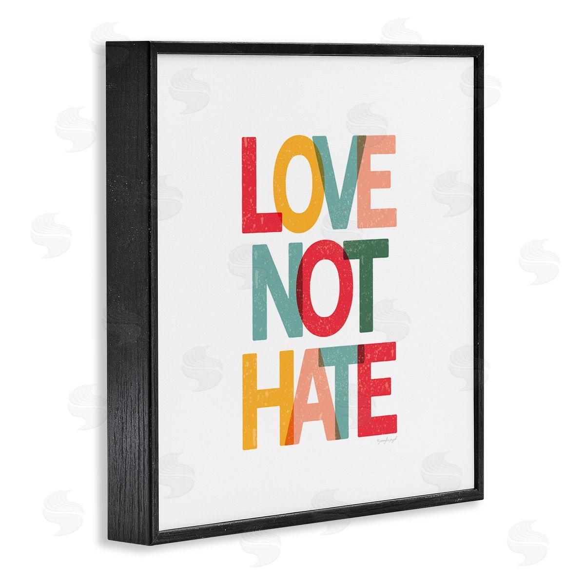 Jennifer Pugh Love Not Hate Bold Motivational Phrase Black Framed Giclee Wall Art