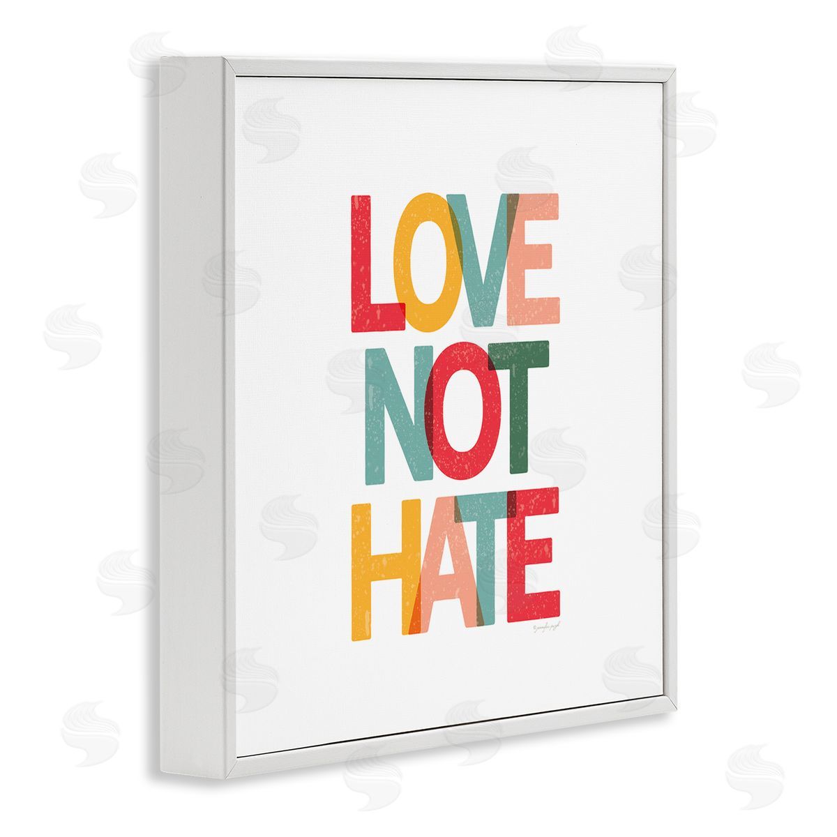 Jennifer Pugh Love Not Hate Bold Motivational Phrase White Framed Giclee Wall Art