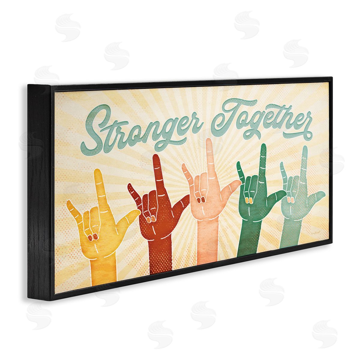 Jennifer Pugh Stronger Together Love You Hand Sign Black Framed Giclee Wall Art