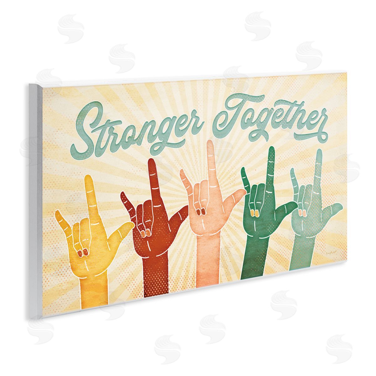 Jennifer Pugh Stronger Together Love You Hand Sign Wall Plaque Art