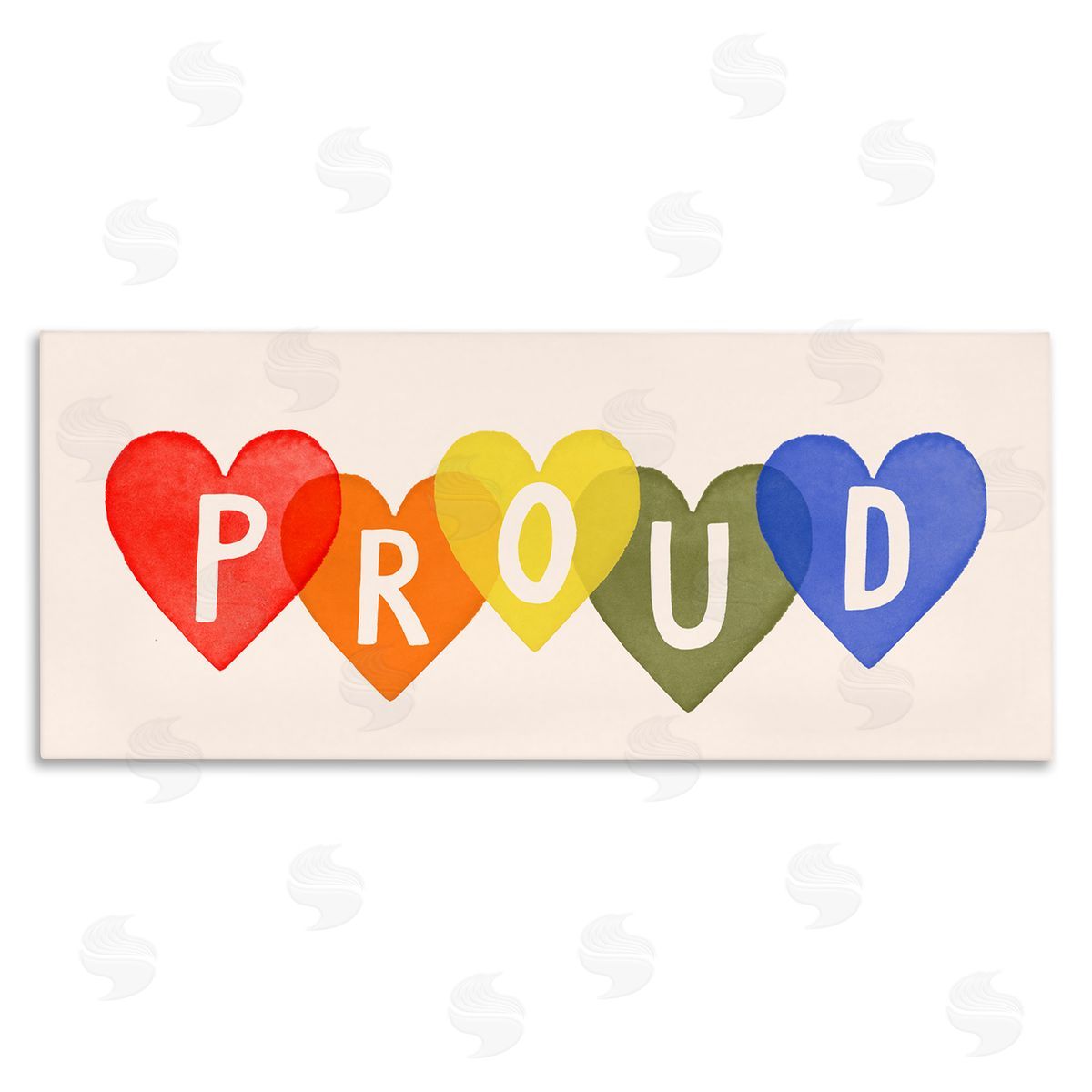 Victoria Barnes Proud Text Rainbow Heart Pattern Canvas Wall Art