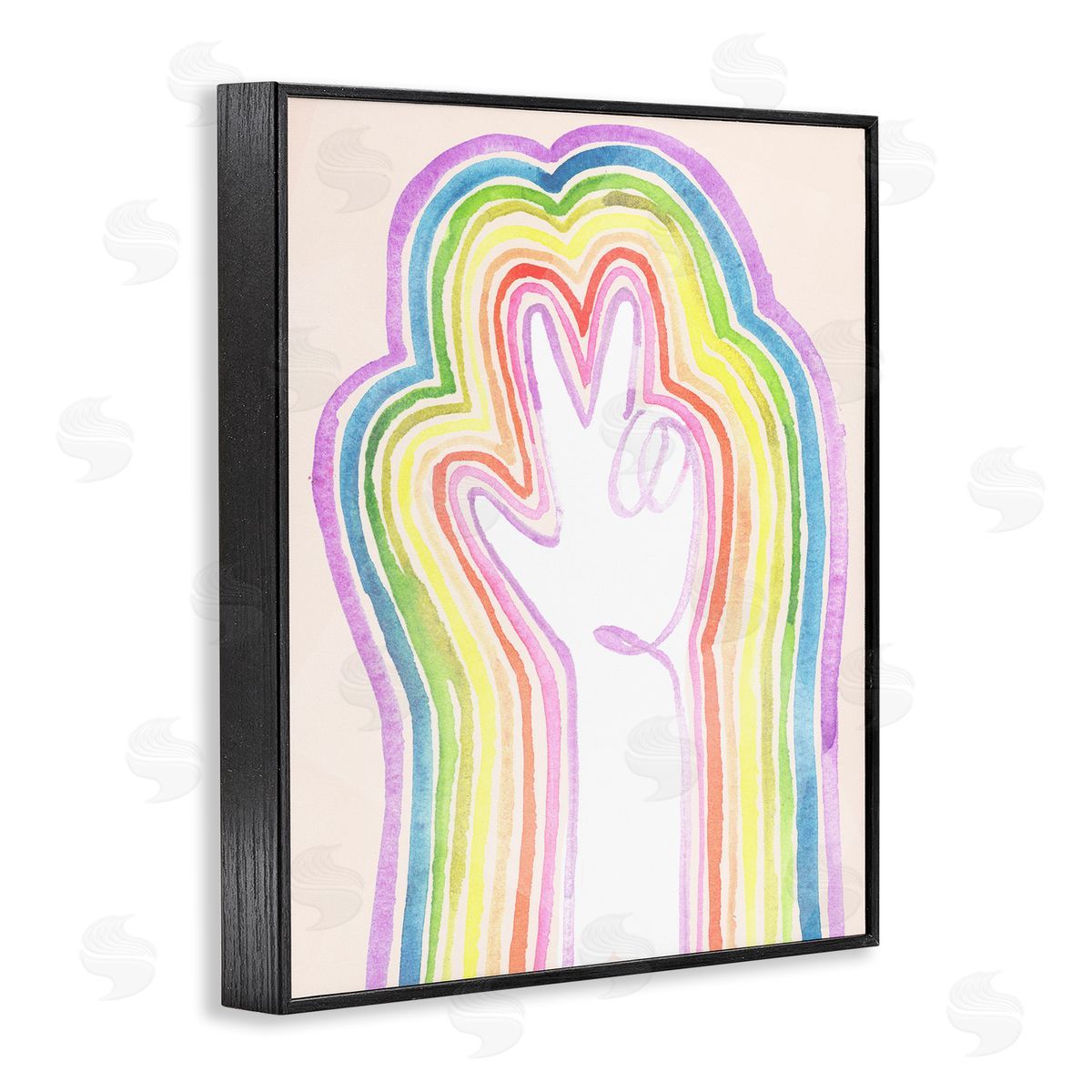 Jennifer Paxton Parker Radiant Peace Sign Rainbow Linework Black Framed Giclee Wall Art