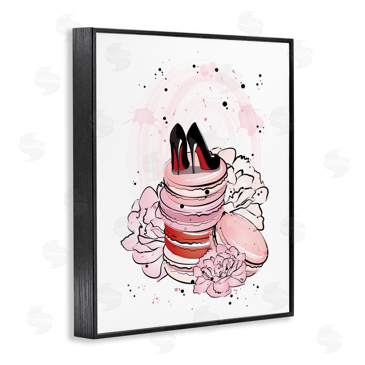 Martina Pavlova Glam Heels on Pink Macarons Black Framed Giclee Wall Art