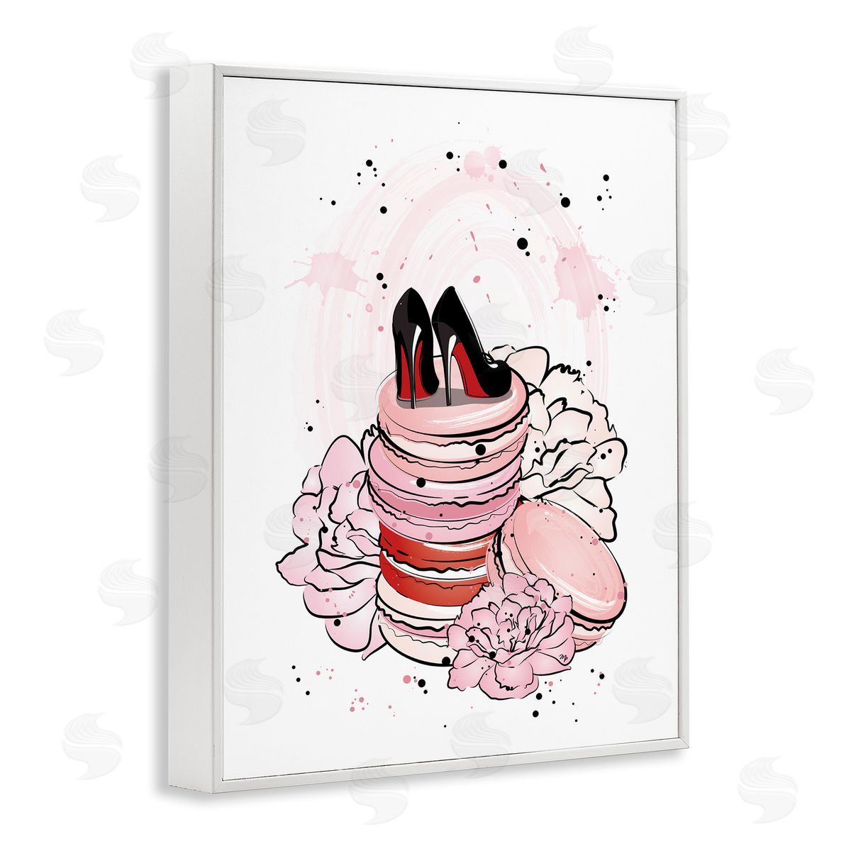 Martina Pavlova Glam Heels on Pink Macarons White Framed Giclee Wall Art