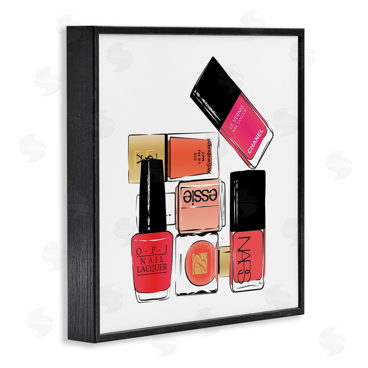 Martina Pavlova Fashionista Nail Polish Bottles Stacked Black Framed Giclee Wall Art