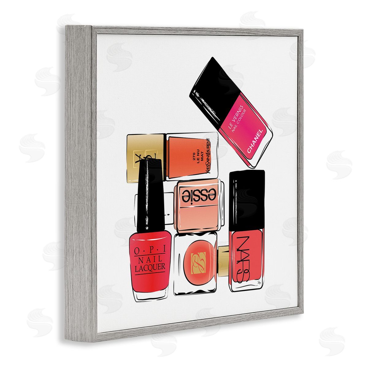 Martina Pavlova Fashionista Nail Polish Bottles Stacked Gray Framed Giclee Wall Art