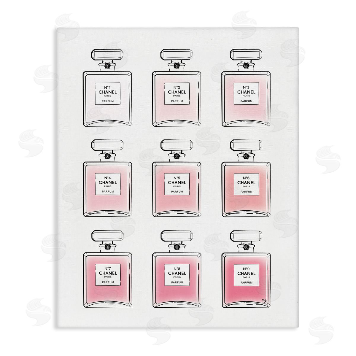 Martina Pavlova Glam Pink Ombre Perfume Bottles Canvas Wall Art