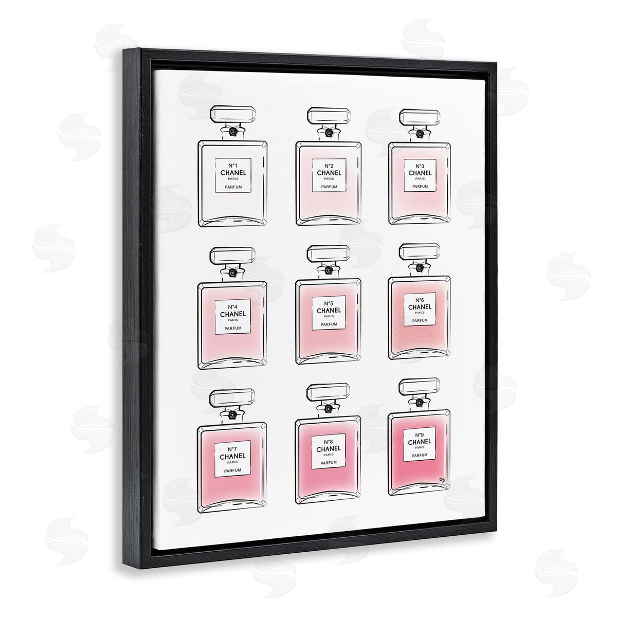 Martina Pavlova Glam Pink Ombre Perfume Bottles Black Floater Frame Canvas Art