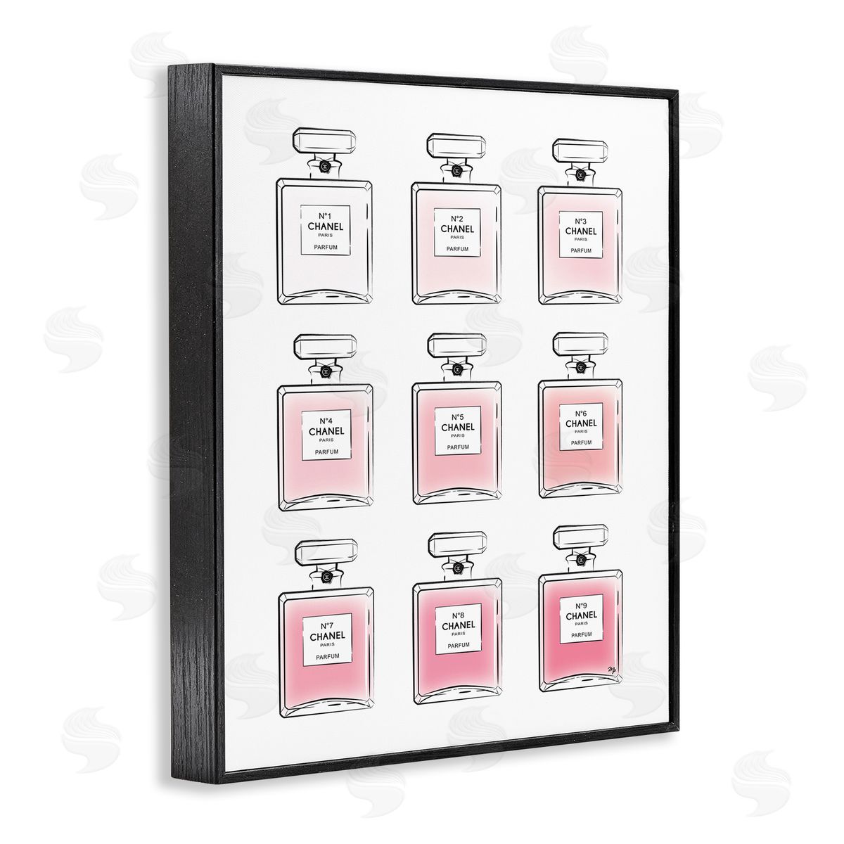 Martina Pavlova Glam Pink Ombre Perfume Bottles Black Framed Giclee Wall Art