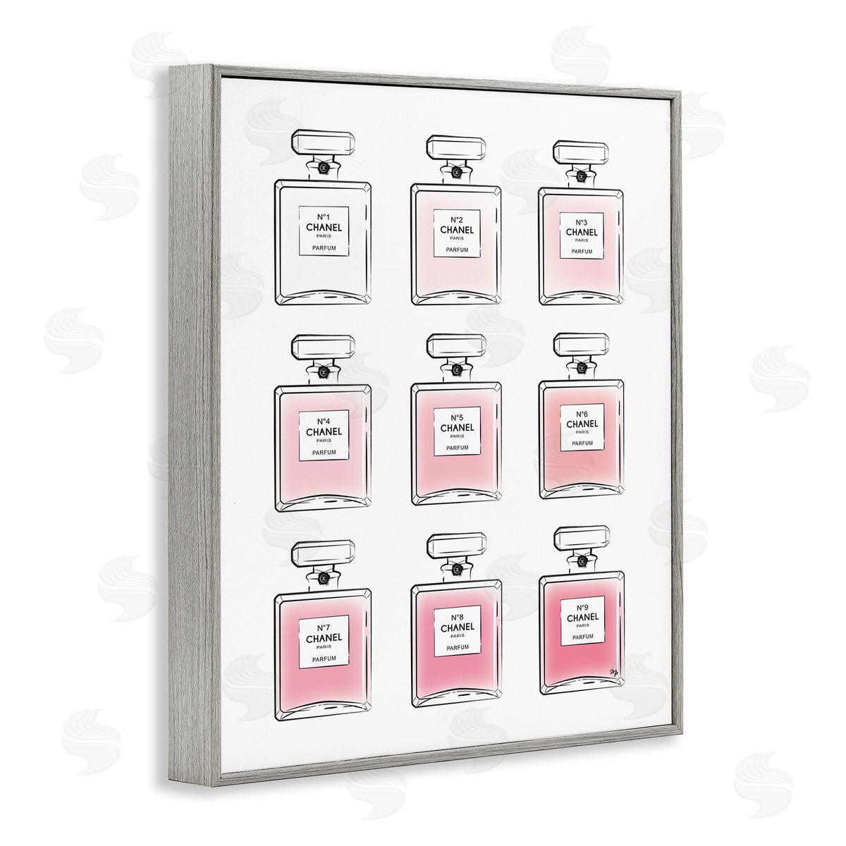 Martina Pavlova Glam Pink Ombre Perfume Bottles Gray Framed Giclee Wall Art
