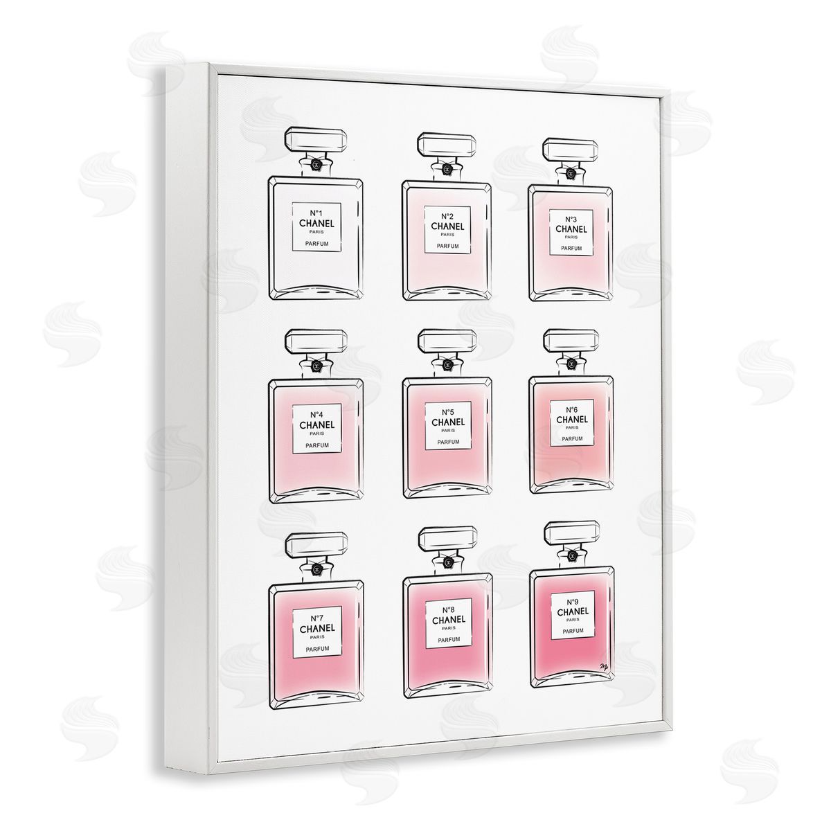 Martina Pavlova Glam Pink Ombre Perfume Bottles White Framed Giclee Wall Art