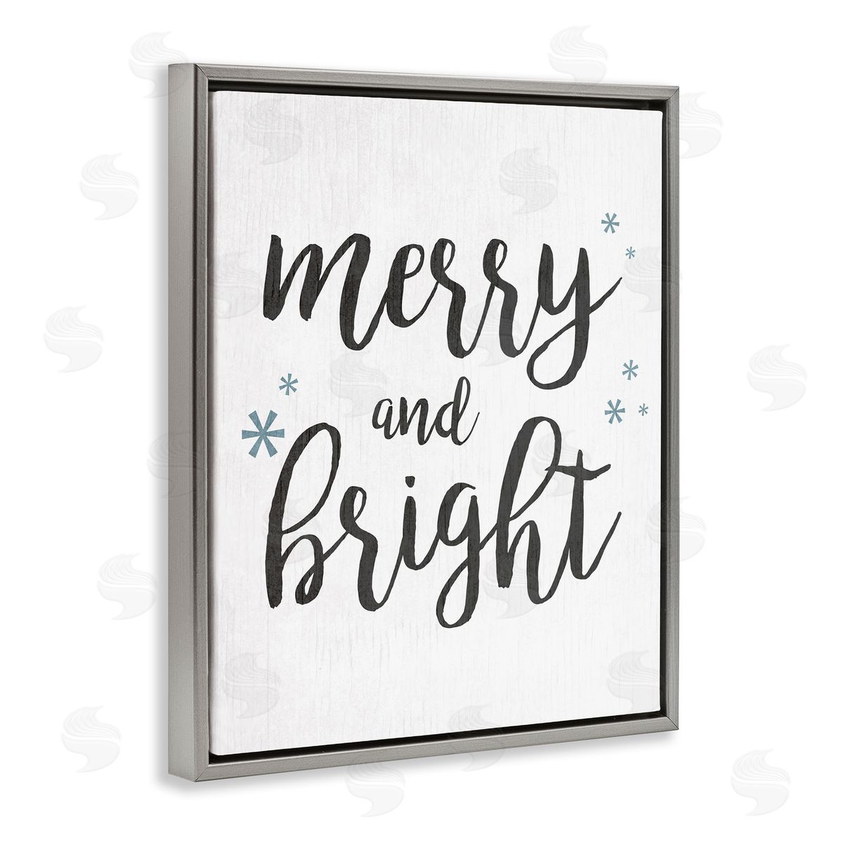 Anna Quach Merry and Bright Winter Snowflakes Gray Floater Frame Canvas Art