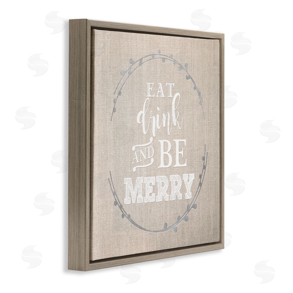 Anna Quach Eat Drink Be Merry Holiday Phrase Brown Floater Frame Canvas Art