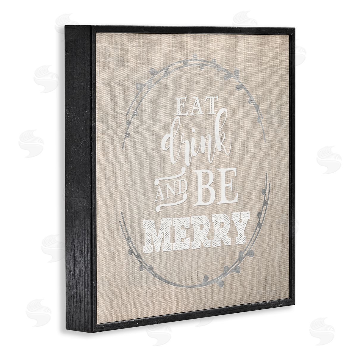 Anna Quach Eat Drink Be Merry Holiday Phrase Black Framed Giclee Wall Art