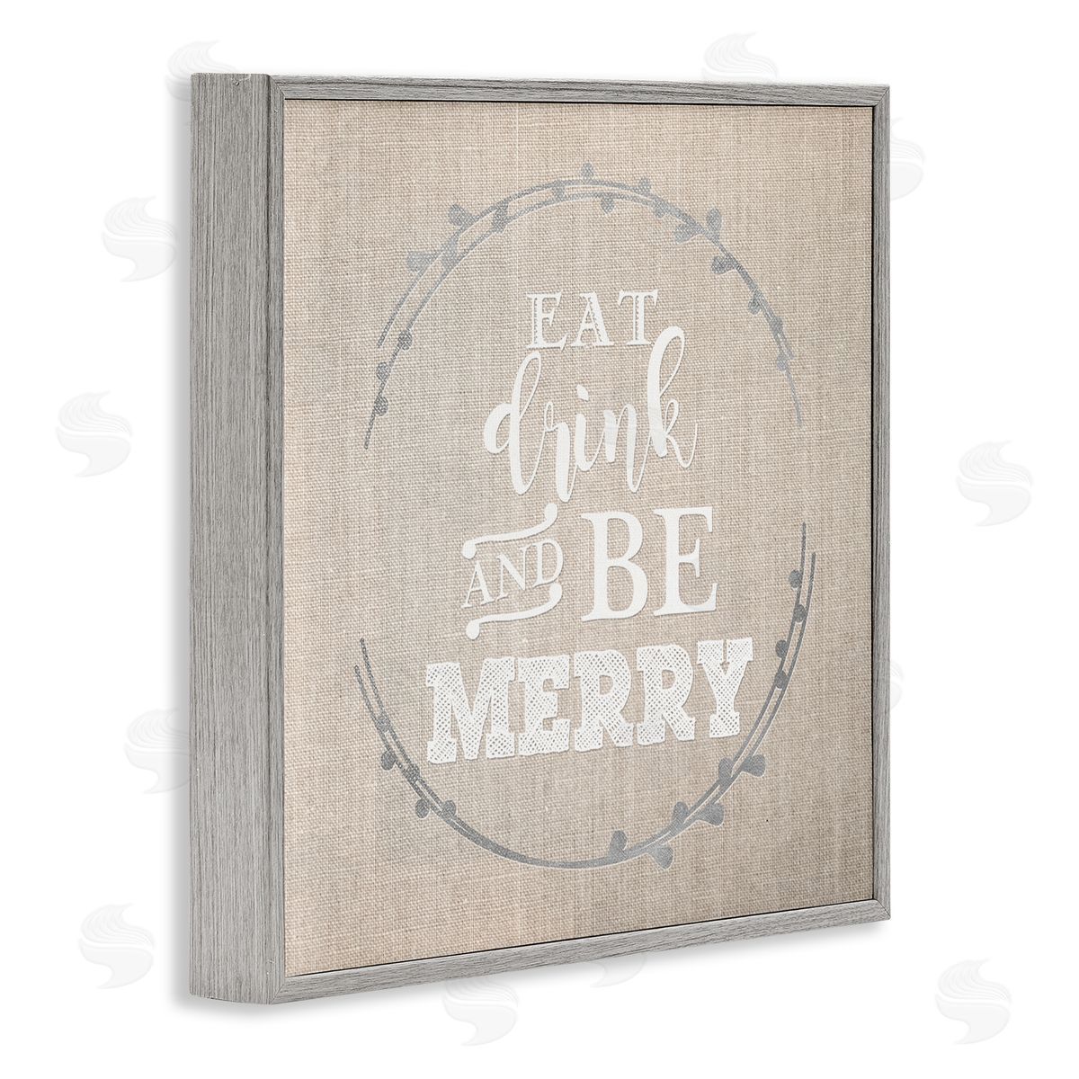 Anna Quach Eat Drink Be Merry Holiday Phrase Gray Framed Giclee Wall Art