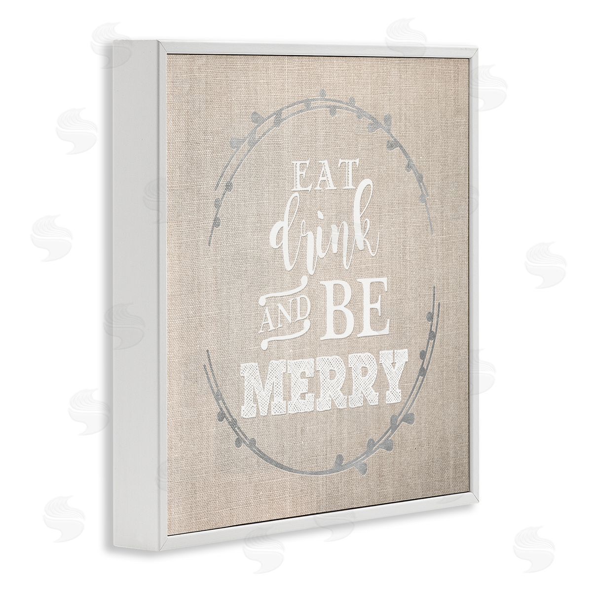 Anna Quach Eat Drink Be Merry Holiday Phrase White Framed Giclee Wall Art