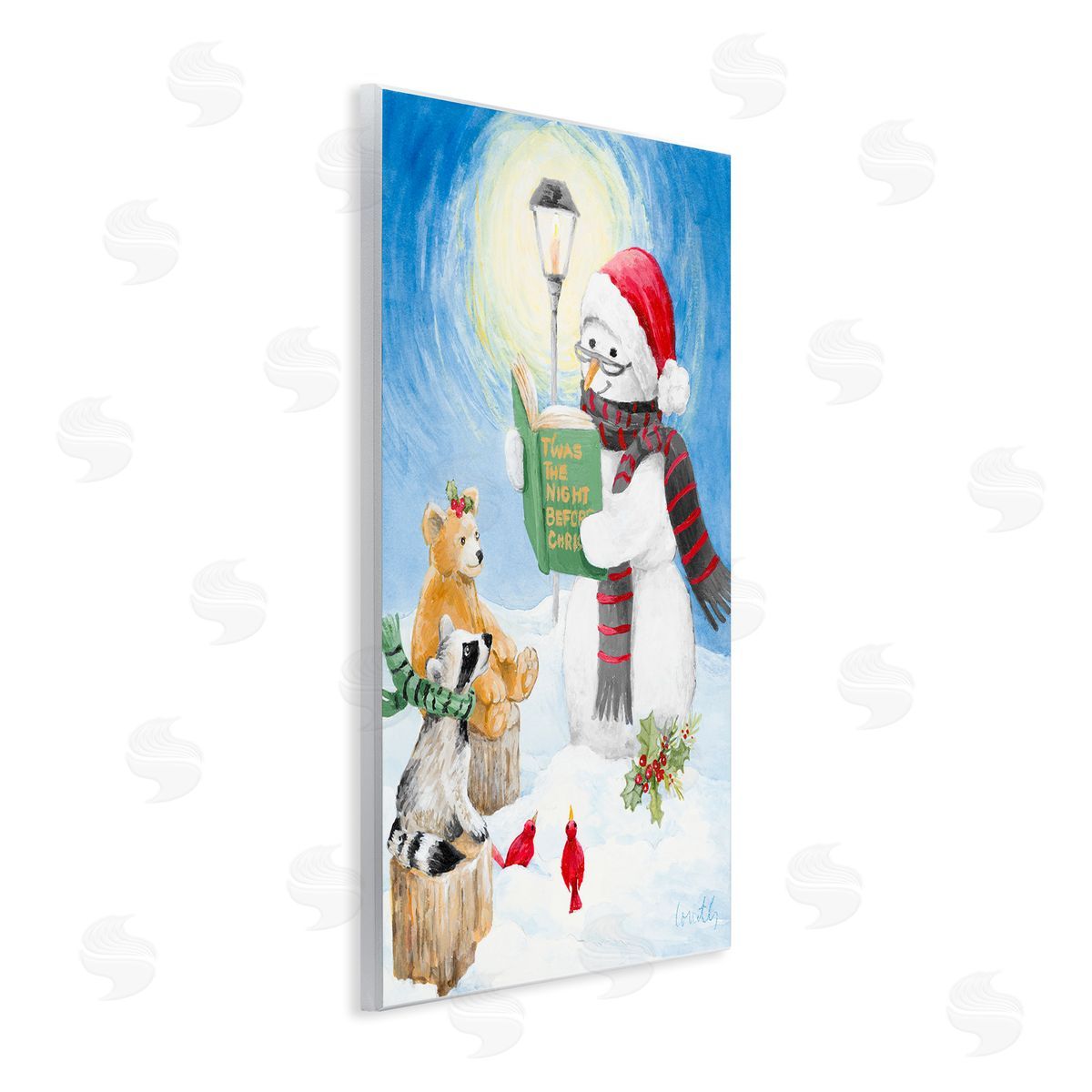 Lanie Loreth Christmas Snowman Reading Winter Holiday Animals Wall Plaque Art