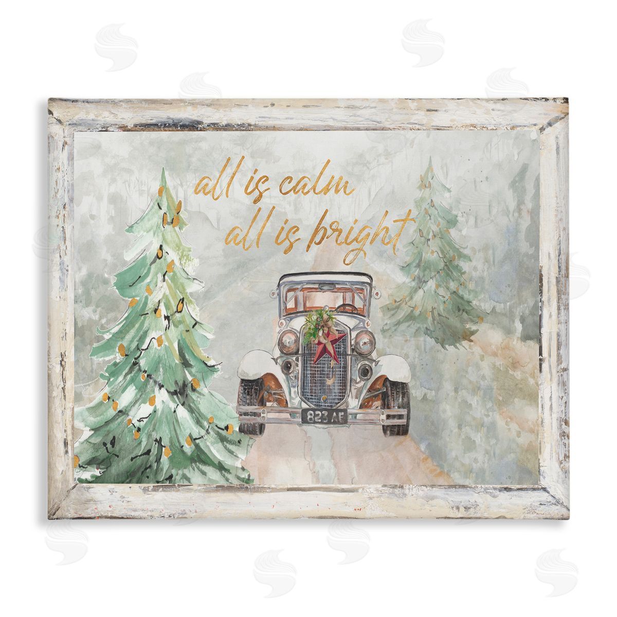 Patricia Pinto All Is Calm Christmas Country Road Canvas Wall Art