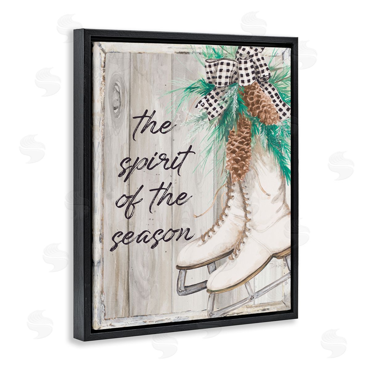 Patricia Pinto Spirit of Season Winter Ice Skates Black Floater Frame Canvas Art