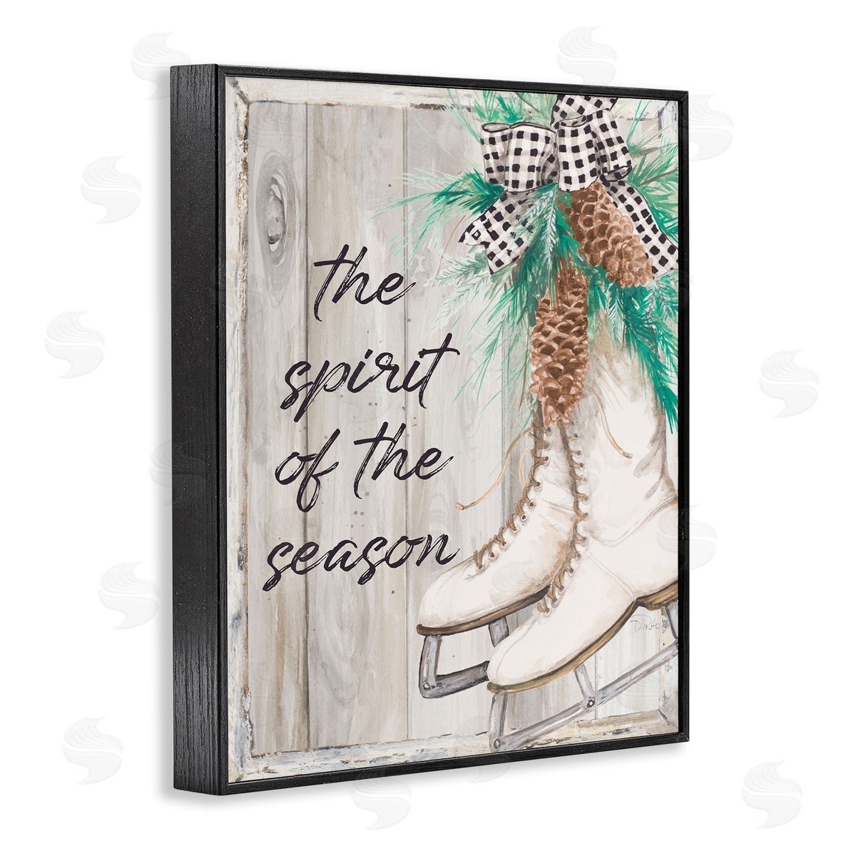 Patricia Pinto Spirit of Season Winter Ice Skates Black Framed Giclee Wall Art