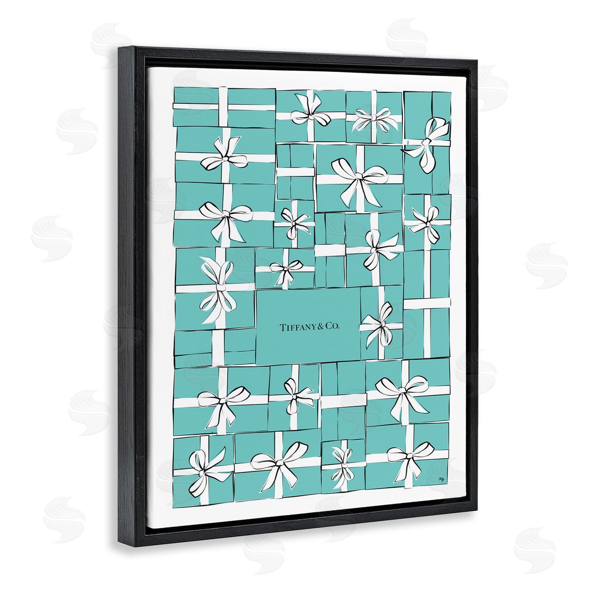 Martina Pavlova Fashion Stacked Gift Boxes and Bows Black Floater Frame Canvas Art