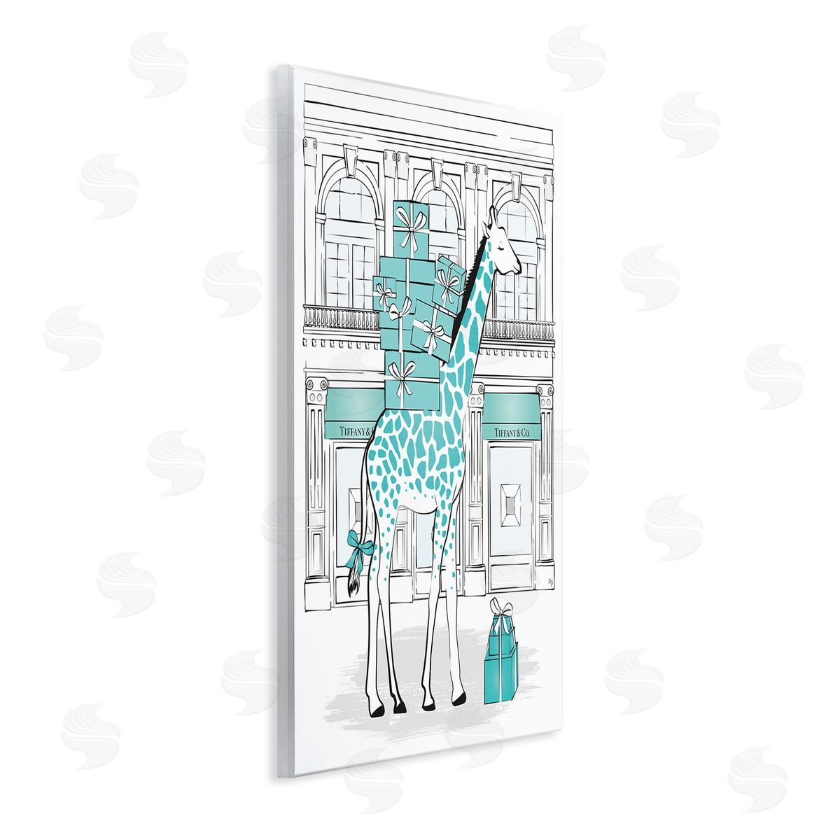 Martina Pavlova Giraffe Stacked Gift Boxes Designer Wall Plaque Art