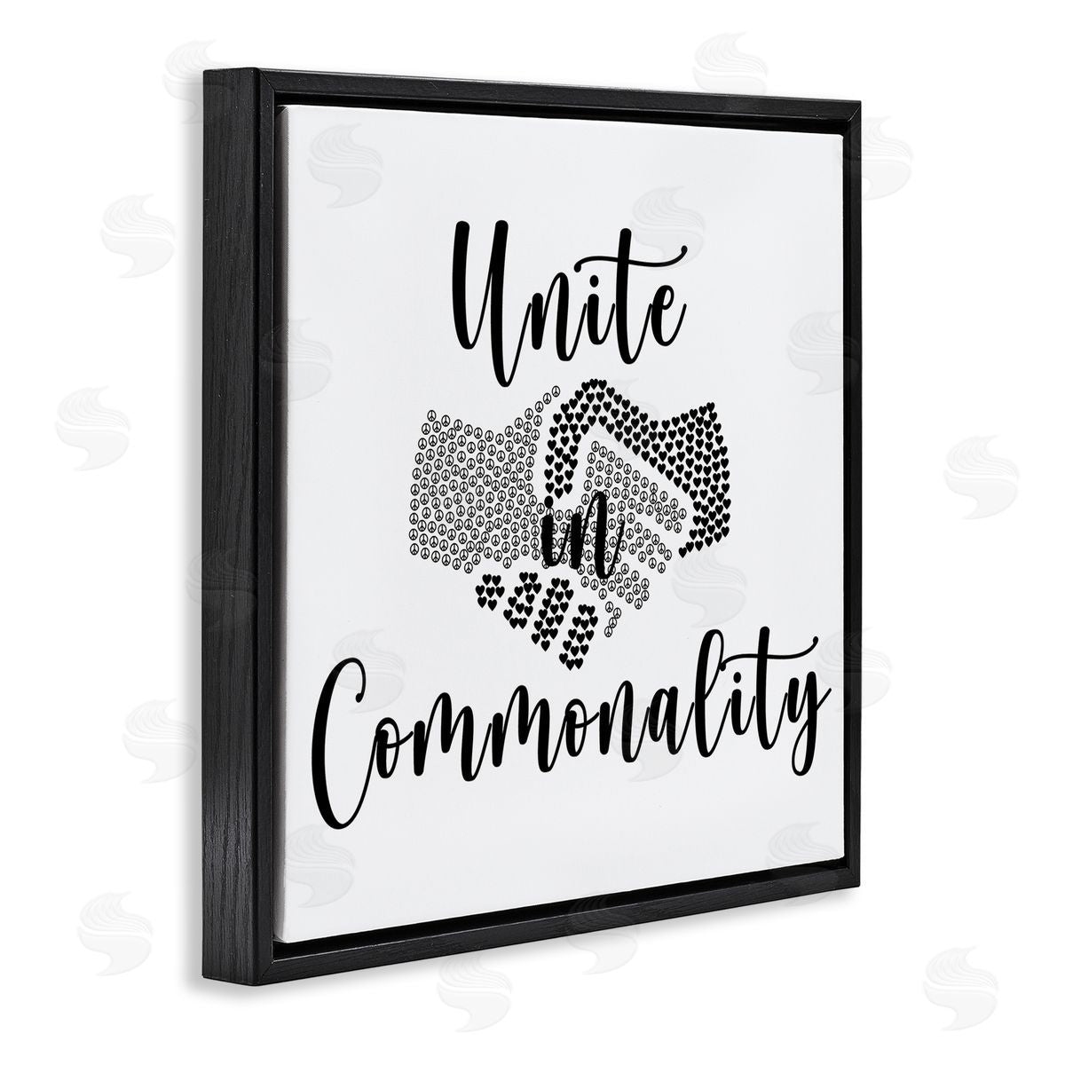 Jessica Mundo Unite in Commonality Equality Handshake Black Floater Frame Canvas Art