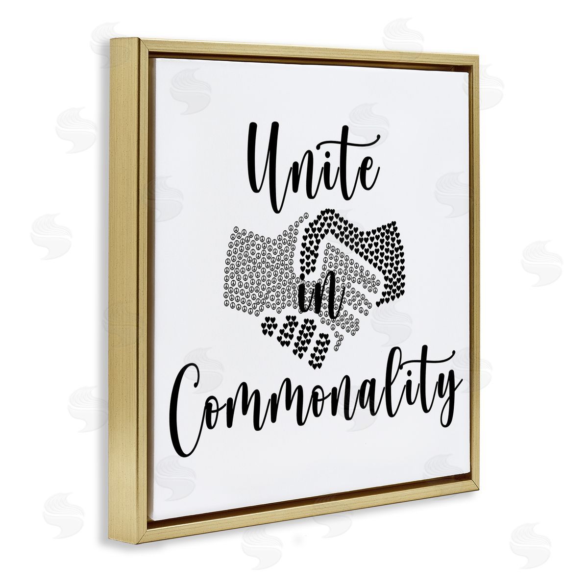 Jessica Mundo Unite in Commonality Equality Handshake Gold Floater Frame Canvas Art