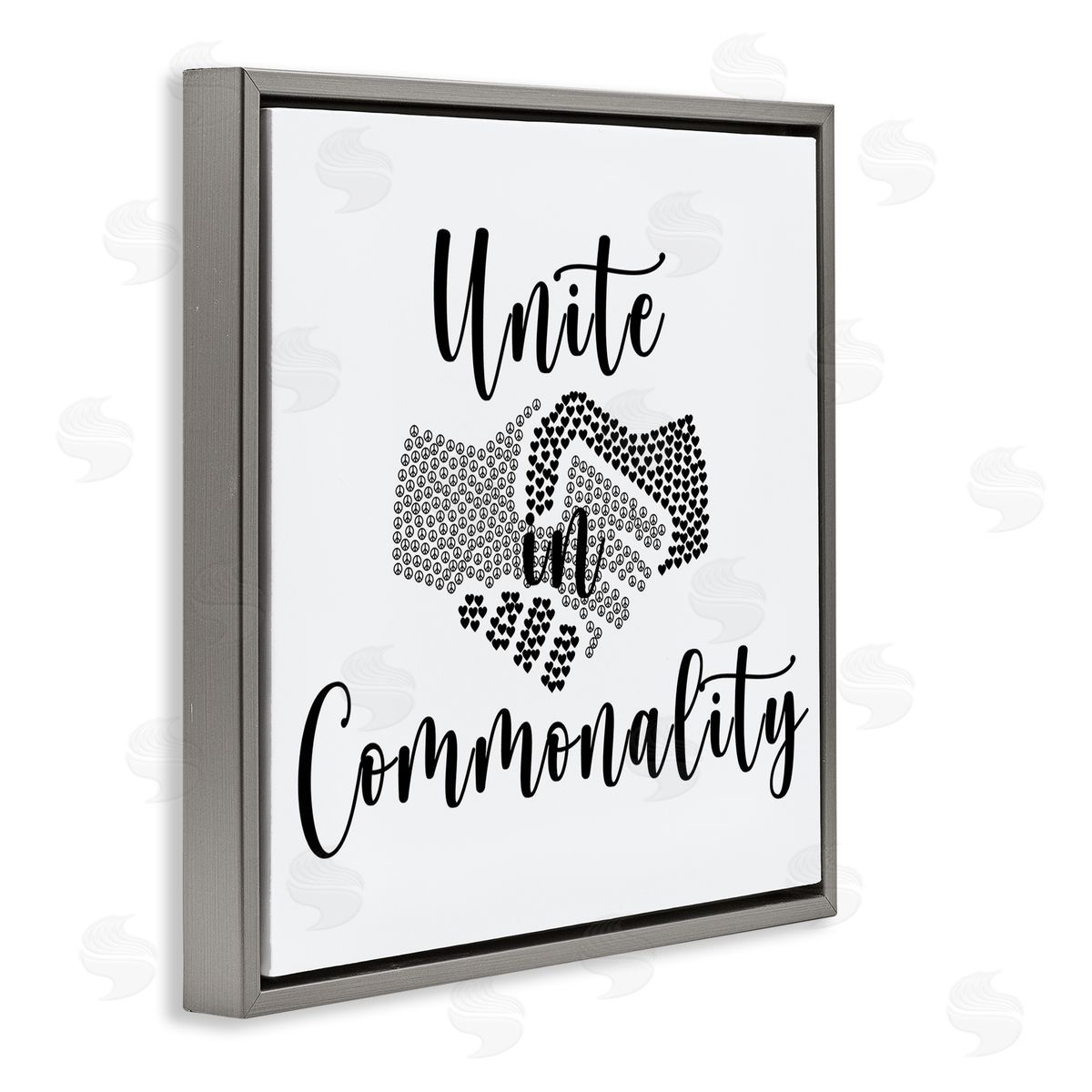 Jessica Mundo Unite in Commonality Equality Handshake Gray Floater Frame Canvas Art