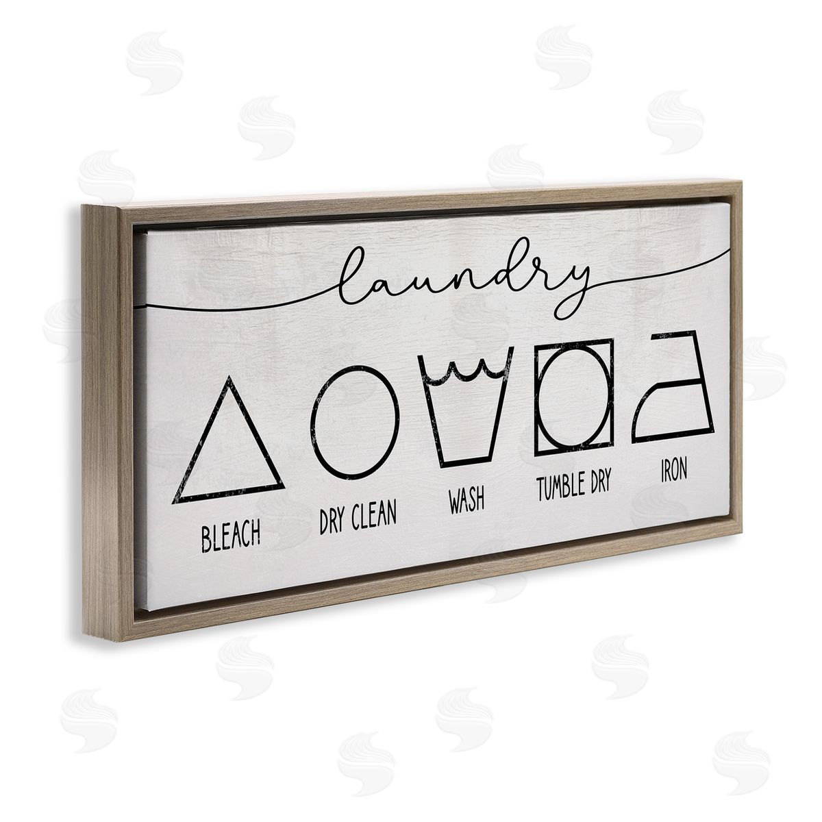 Stupell Studio Simple Rustic Laundry Symbol Guide Clean Home Brown Floater Frame Canvas Art