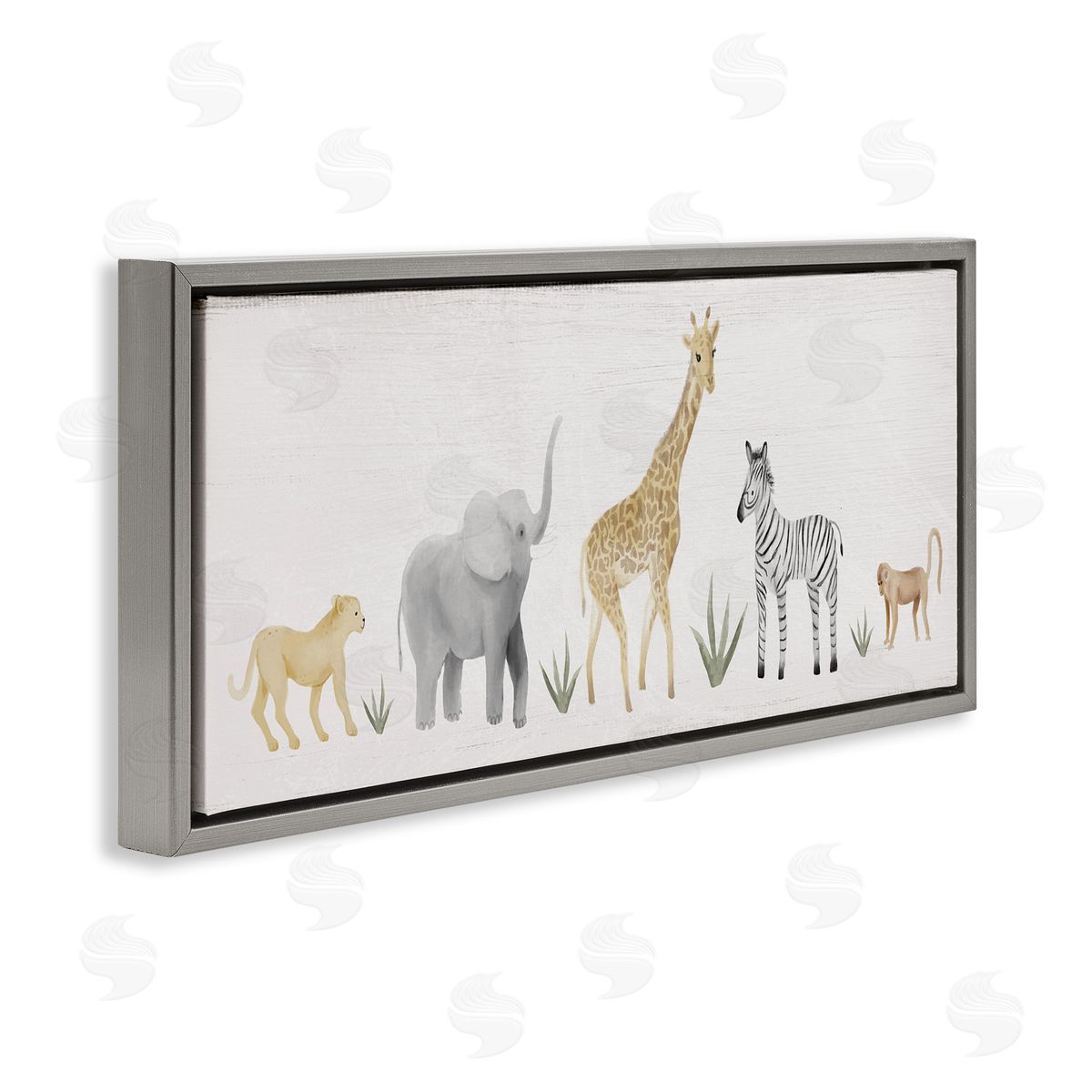 Adorable Jungle Animals Wildlife Grey Floating Frame Canvas Wall Art, Home Decor by Stupell Studio