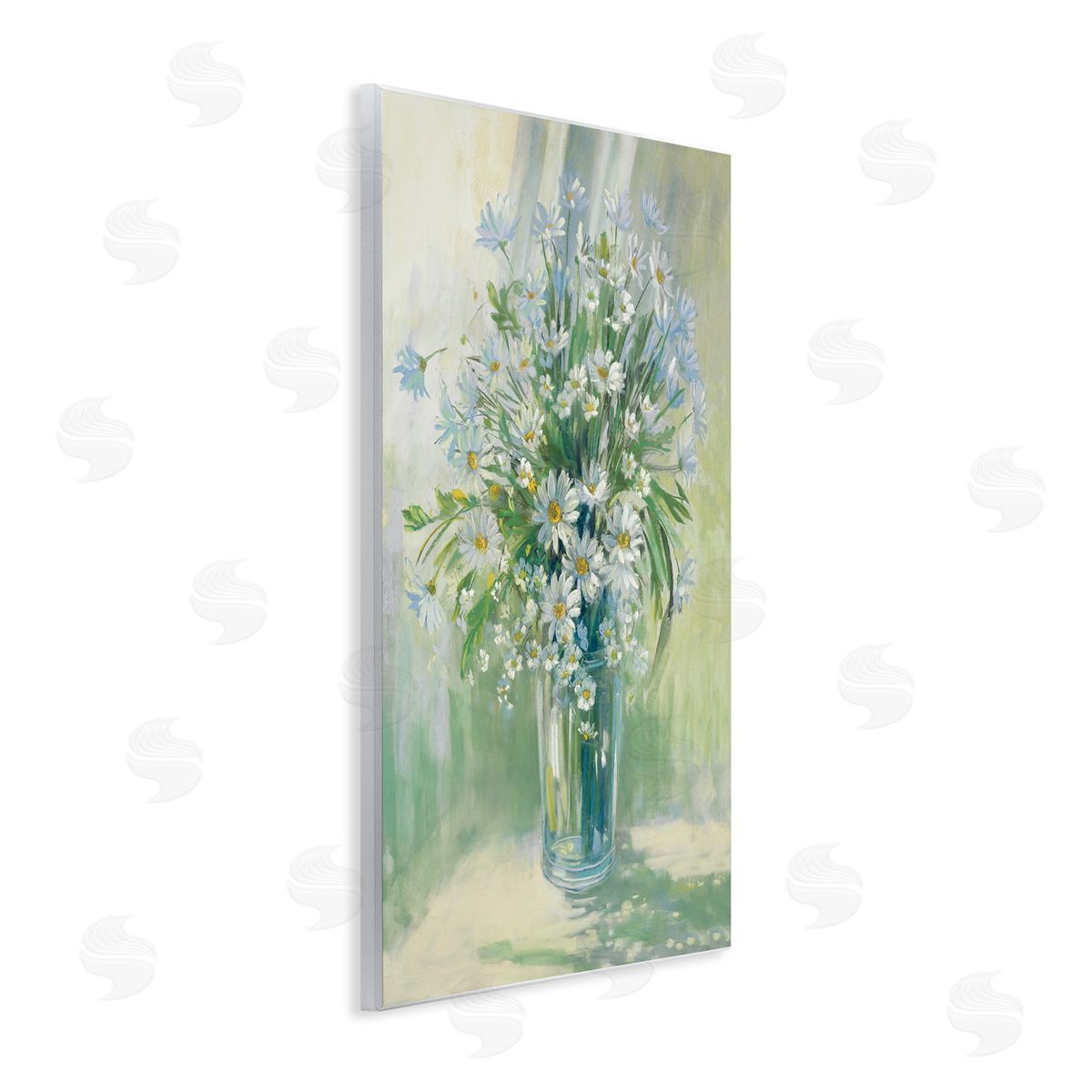 Carol Rowan Sunlit Bouquet of Daisies Blue Green Pastels Wall Plaque Art