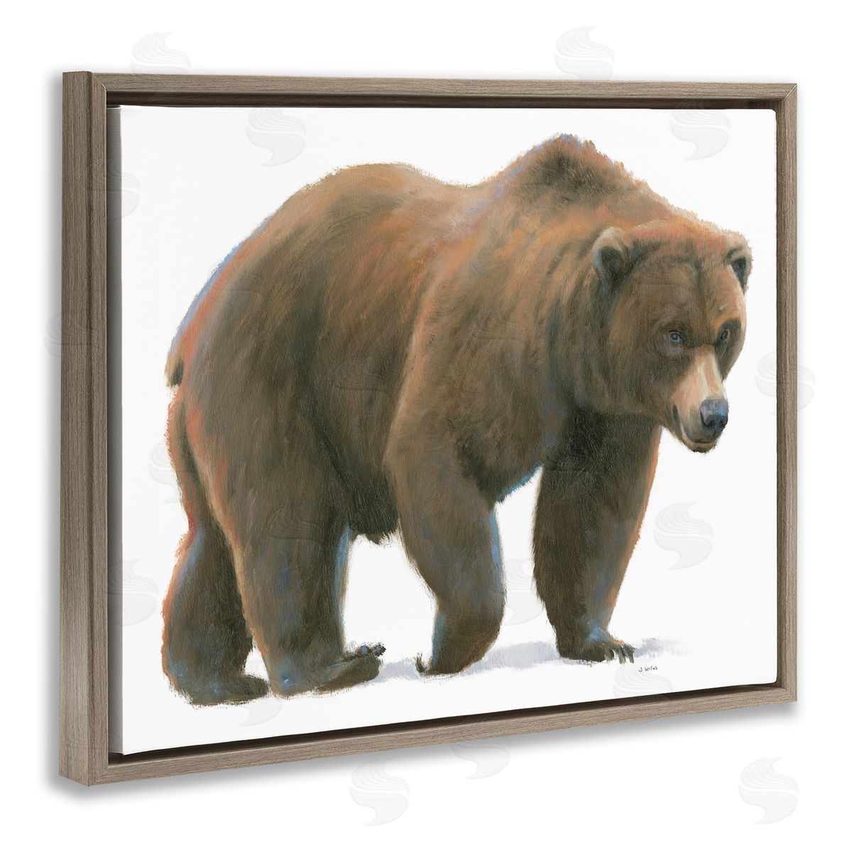 James Wiens Wild Northern Bear Minimal Forest Animal Brown Floater Frame Canvas Art