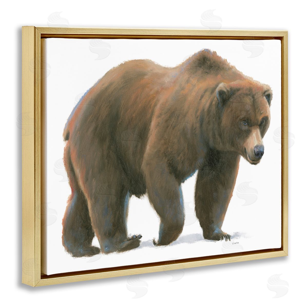 James Wiens Wild Northern Bear Minimal Forest Animal Gold Floater Frame Canvas Art