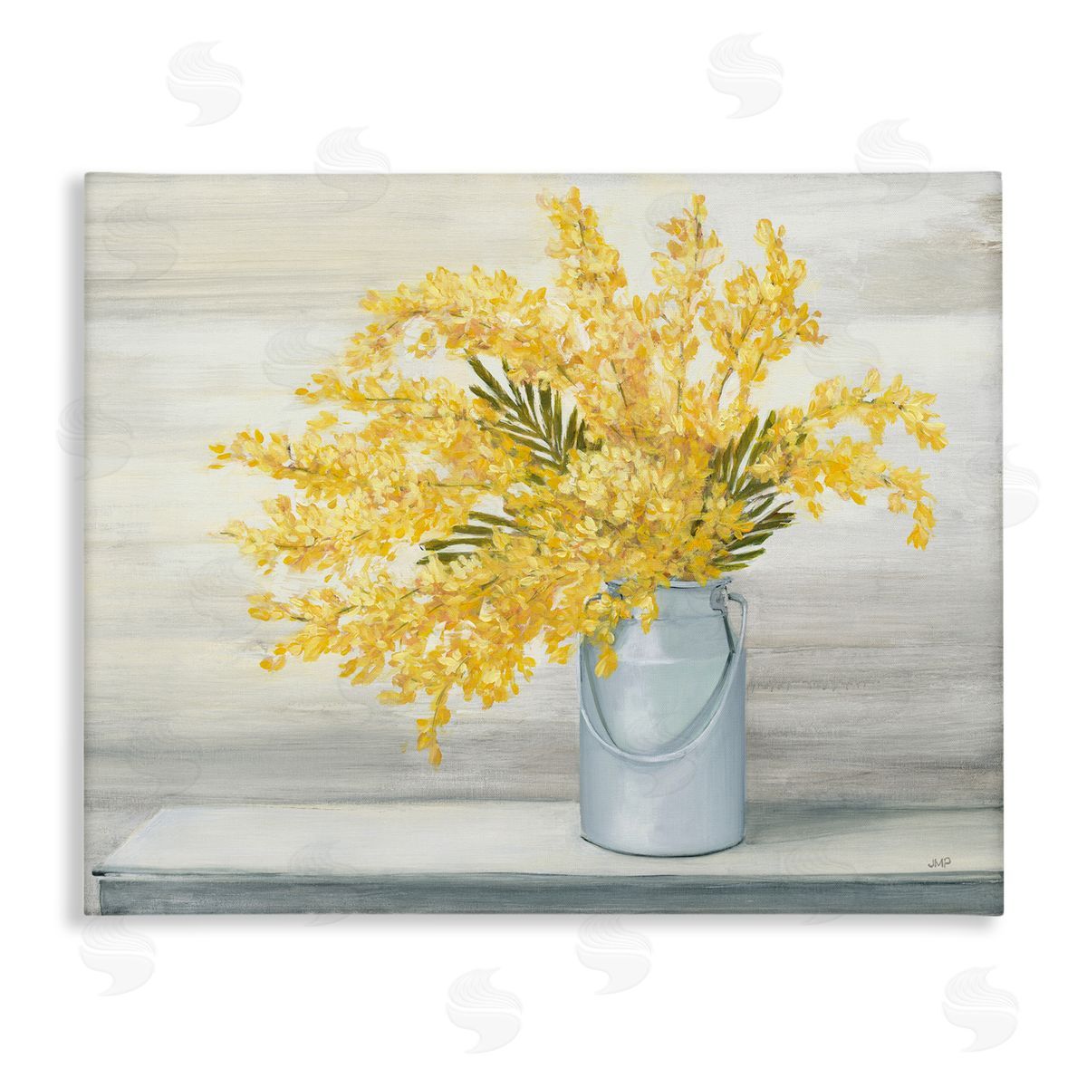 Julia Purinton Golden Fall Floral Bouquet in Country Milk Tin Canvas Wall Art