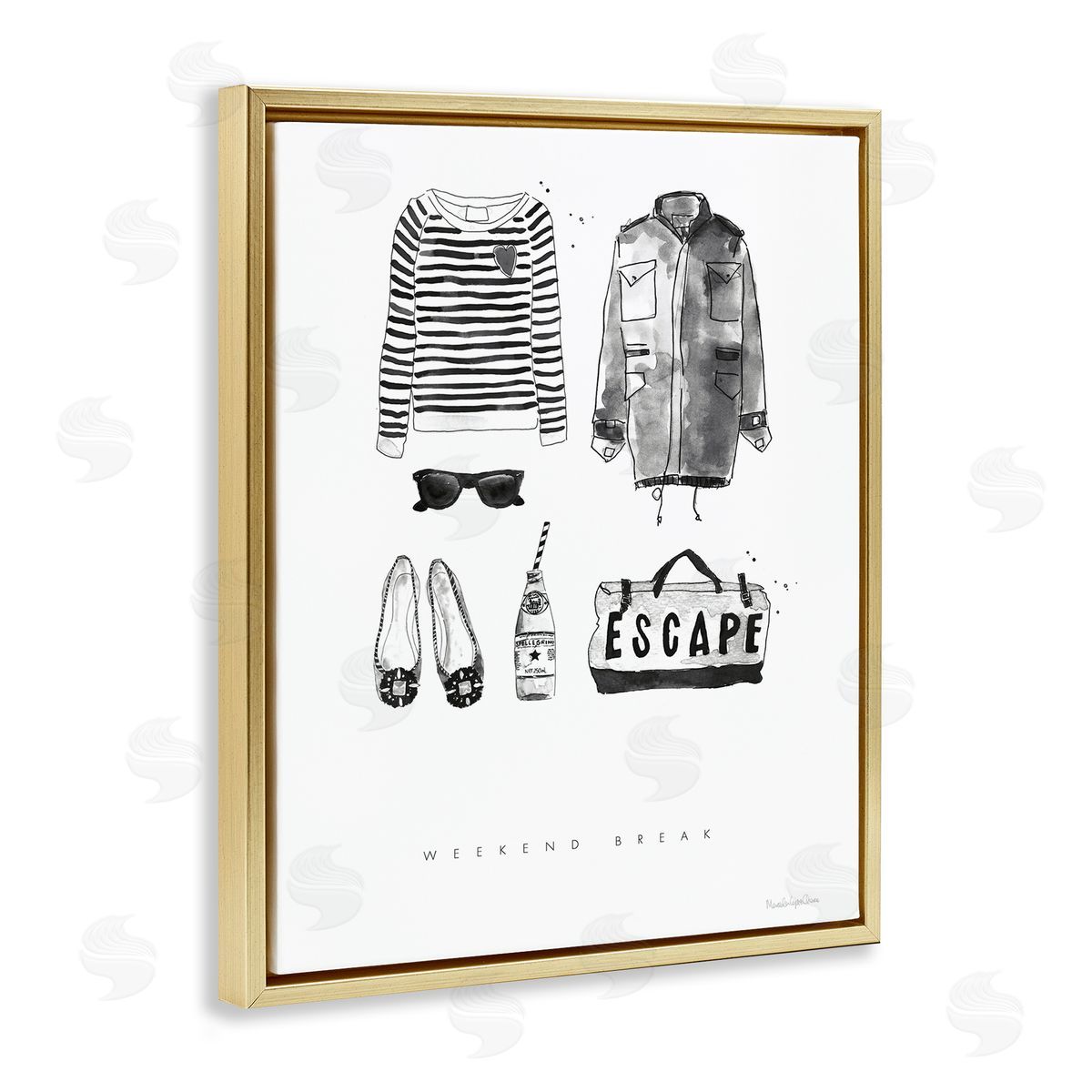 Mercedes Lopez Charro Weekend Break Phrase Glam Fashion Mood Board Gold Floater Frame Canvas Art